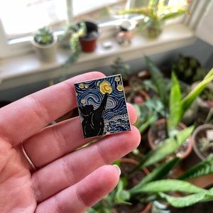🟧 Van Gogh esk painting cat pin